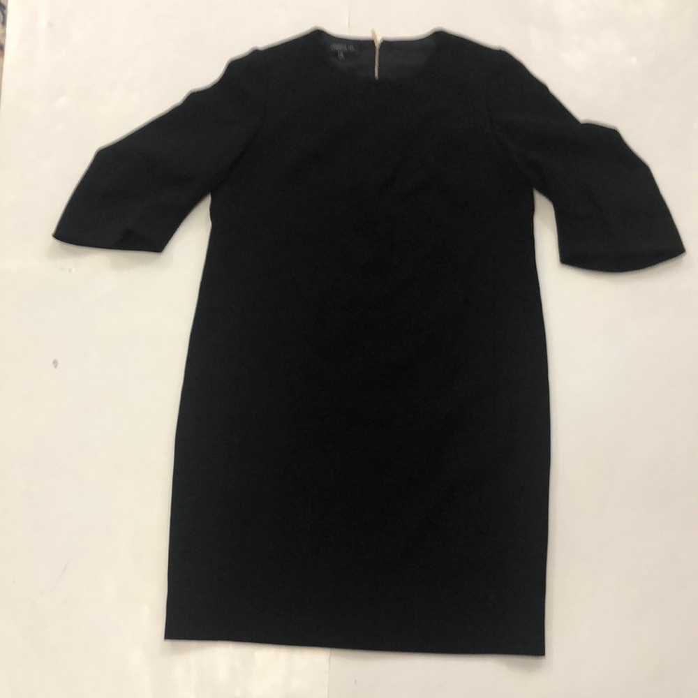 Lafayette 148 NY 10 Black Dress 3/4 length sleeve 2 Pocket Back Zipper Excellent